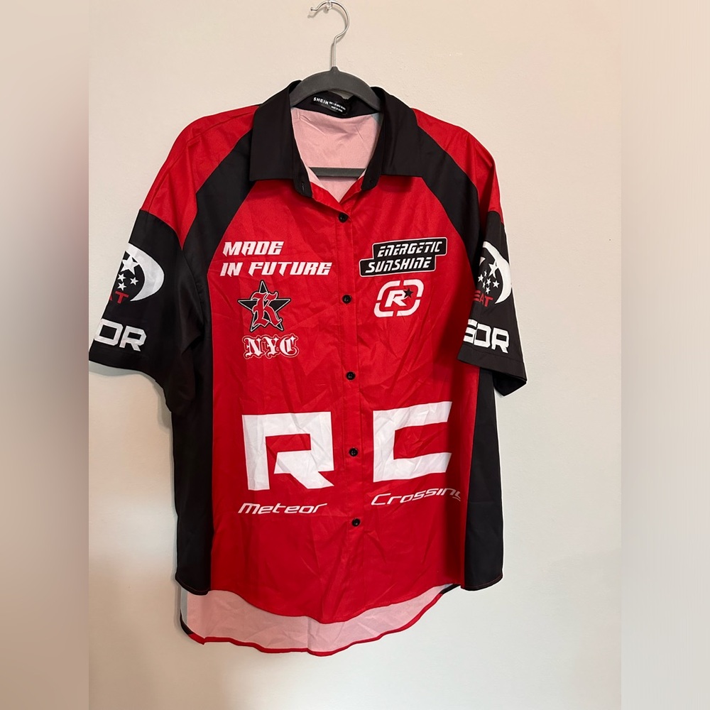 🔵🔴 SHEIN FC Barcelona-Inspired Long Sleeve Jersey – Size M/L